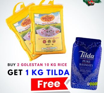 Buy 20kg Golestan Gold Basmati Rice & Get 1kg Tilda Free!